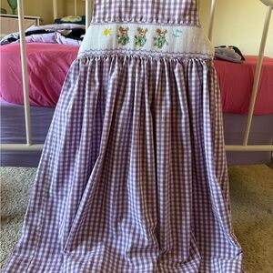 Kelly's Kids Smocked Frocks Dress sz 7 Hawaiian Bear OCean Beach Spring Summer